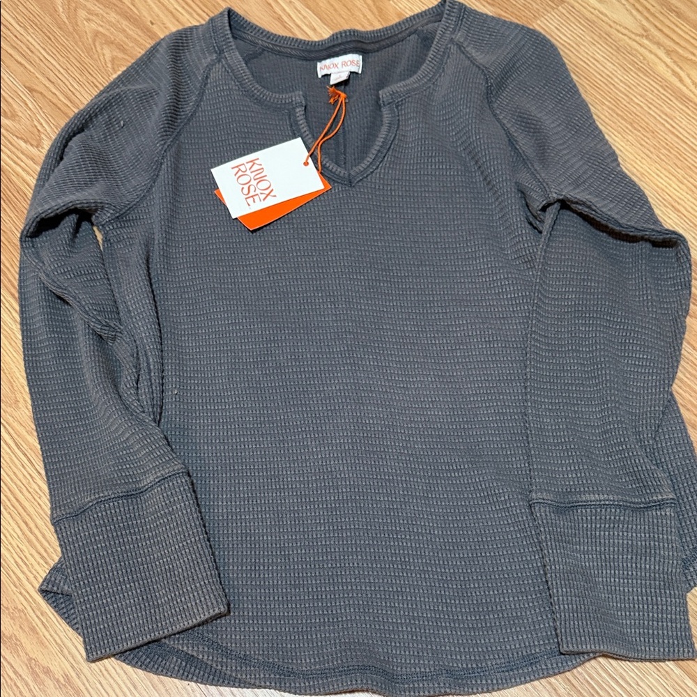 Knox Rose Women's Charcoal Long Sleeve Top